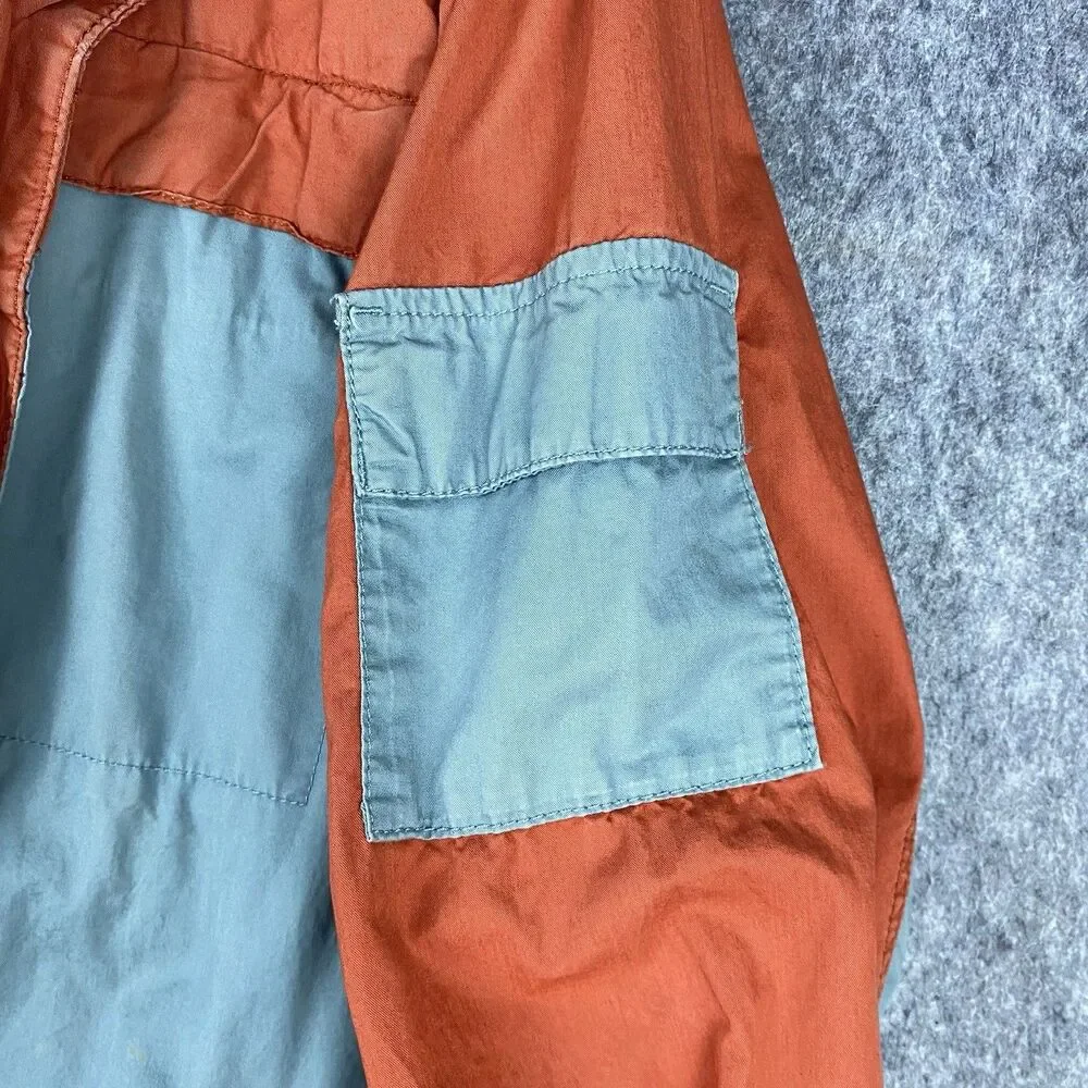 Vtg The North Face Men's Heritage Windbreaker Rust/Blue Colorblock Cotton Sz XL